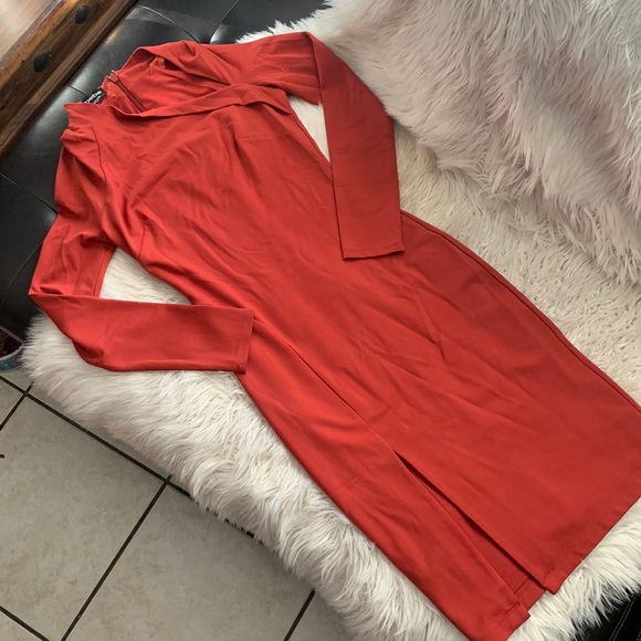 bebe Dresses & Skirts - Bebe asymmetric long sleeves body one open leg dress sz xs nwot
